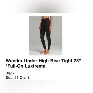 Wunder Under High-Rise Tight 28" *Full-On Luxtreme size 18 black